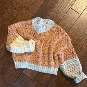 Universal Thread Textured Knit Sweater in Tan and Cream